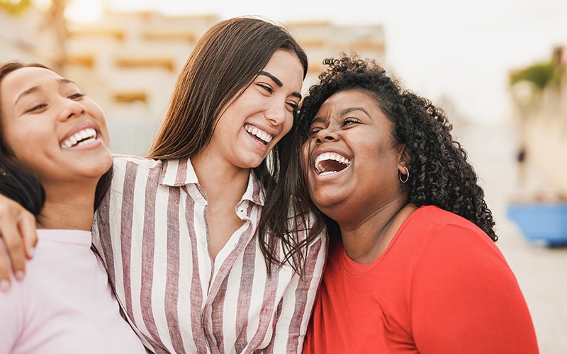 Women smiling